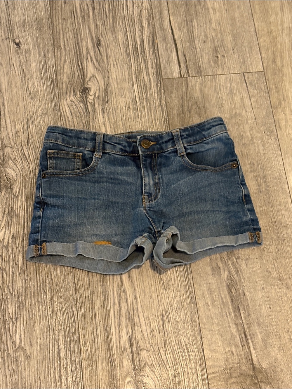 Girls Blue Denim Roll-Cuff Shorts